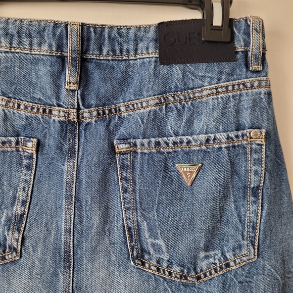 GUESS Denim Skirt Distressed Asymmetric Raw Hem Size 27 - Picture 9 of 15